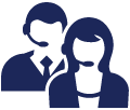 Icon of two people with headsets