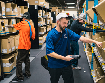 guy scanning supplies in warehouse